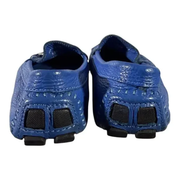 Saks Fifth Avenue Driving Moccasins Men’s Size 7.5 Blue EV-3102 Pebbled Leather - Picture 5 of 8